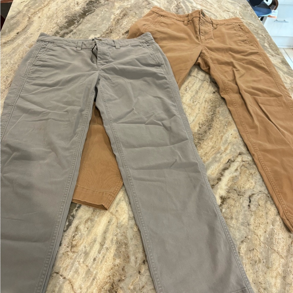 J. Crew Straight-Leg Pants in Gray and Tan